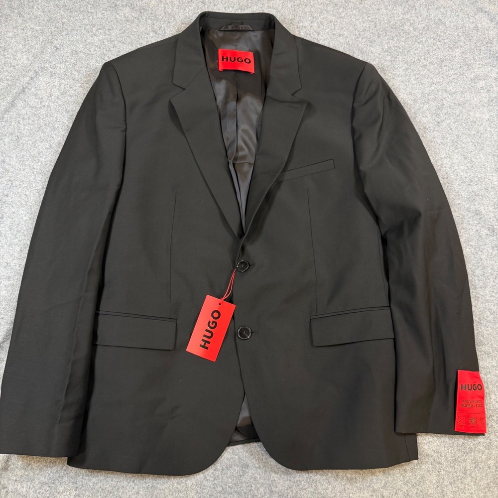 HUGO Hugo Boss Mens Performance Super-Flex Blazer Black Wool Blend 42S